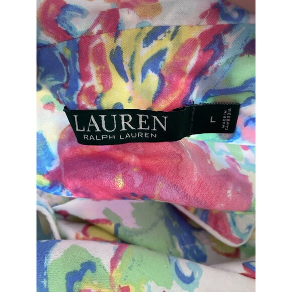 Lauren Ralph Lauren Womens Floral Sleep Shirt Size L Button Front Cotton Pajamas - Picture 6 of 7